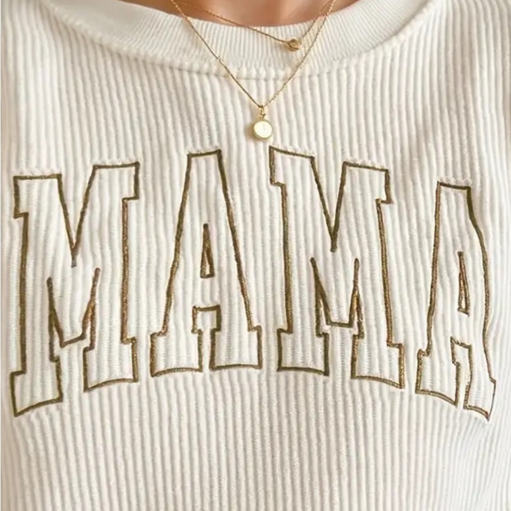 White Ribbed 'MAMA' Sweater - Picture 2 of 3